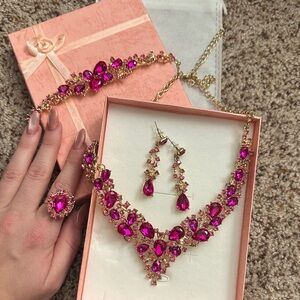 Austrian Crystal Necklace, Earrings and Ring Jewelry Set